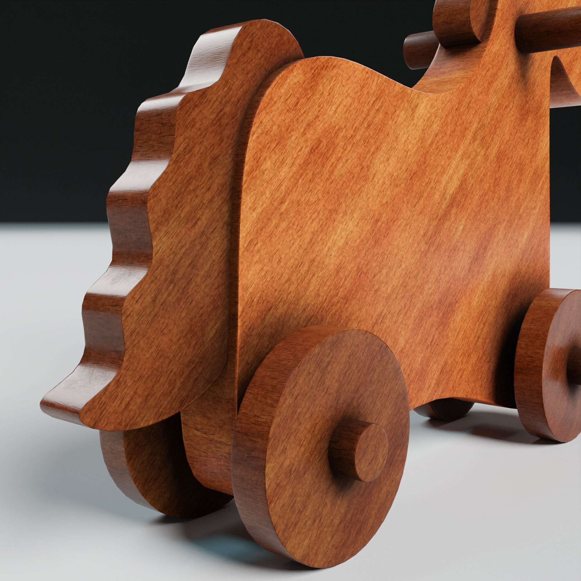 Vintage Wooden Toy Horse Low-poly 3D model_6