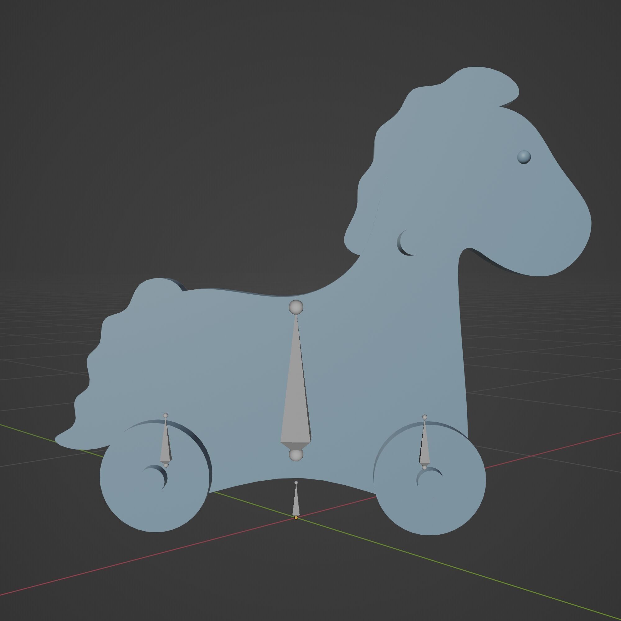 Vintage Wooden Toy Horse Low-poly 3D model_9