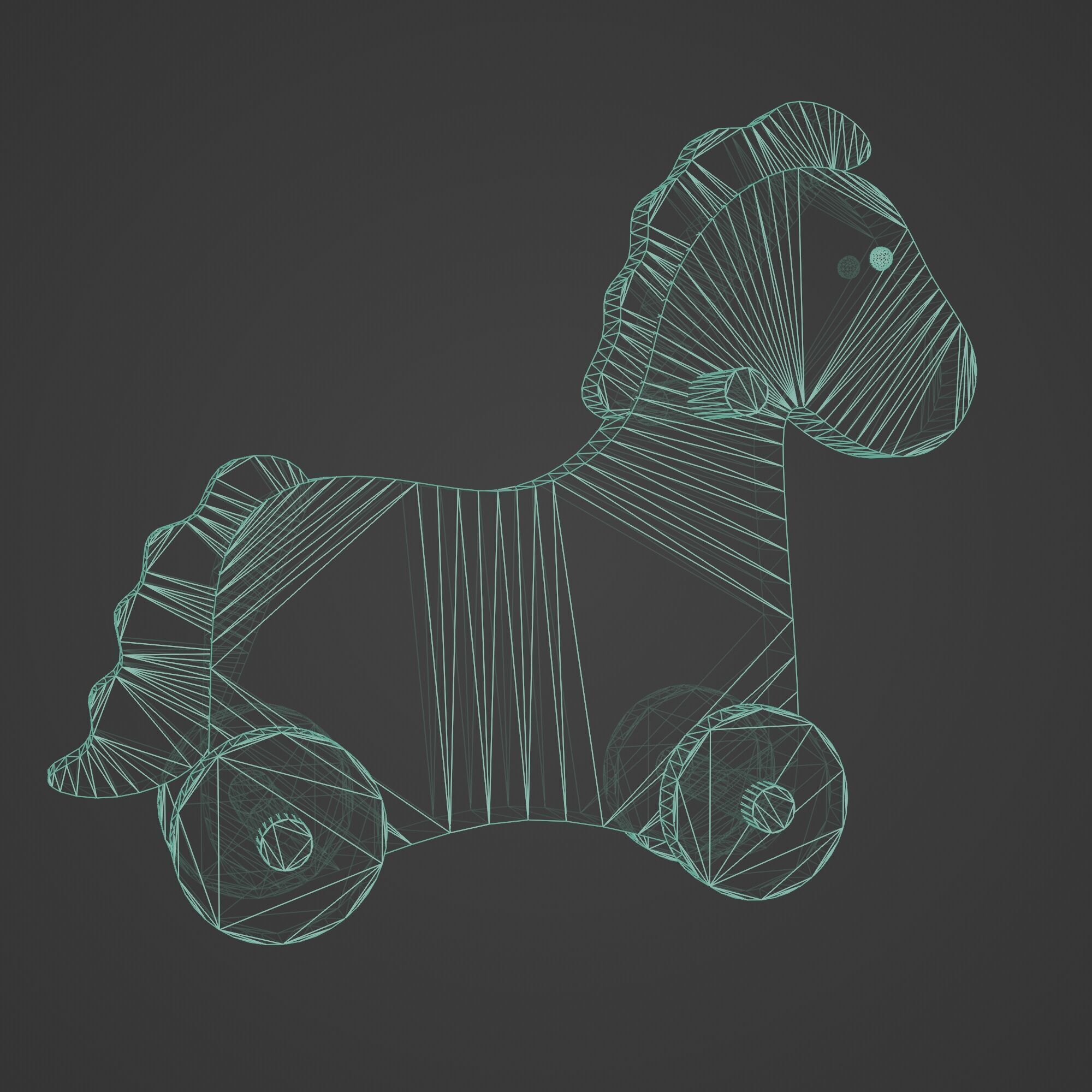 Vintage Wooden Toy Horse Low-poly 3D model_12