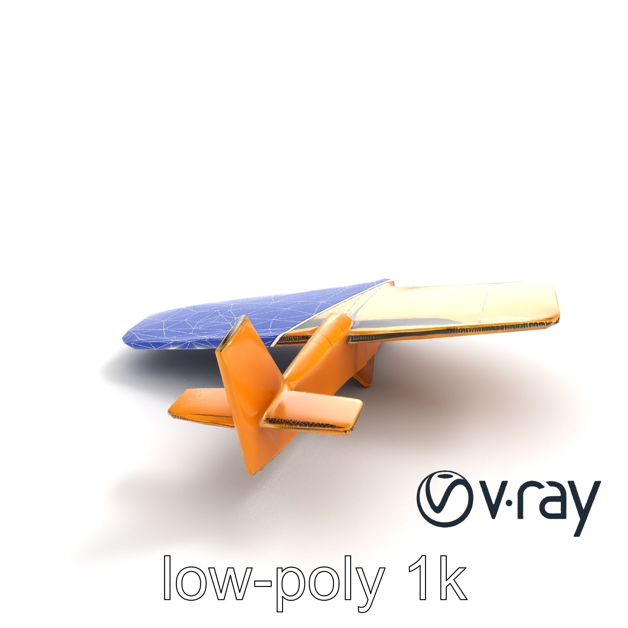 Cardboard Toy Plane Rustic Model Pack Low-poly 3D model_12