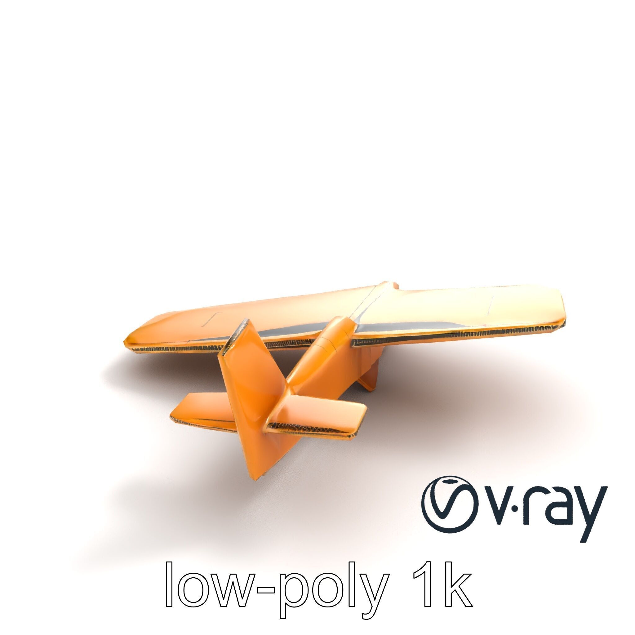 Cardboard Toy Plane Rustic Model Pack Low-poly 3D model_5