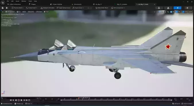 Rigged Mig-31Foxhound with Cockpit Low-poly 3D model