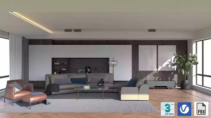 MODERN LIVING SET 3D MODEL