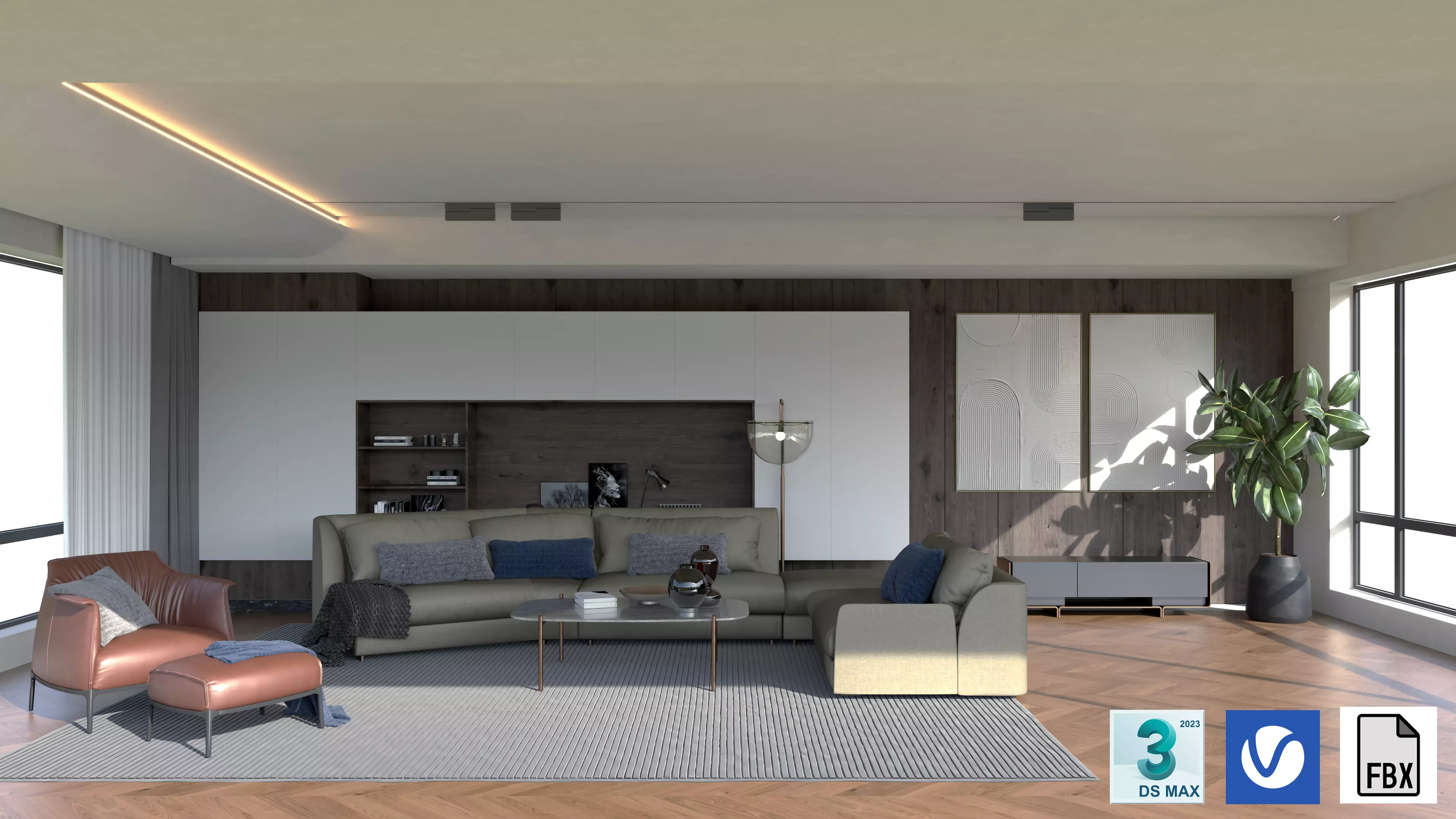 MODERN LIVING SET 3D MODEL 3D model_0