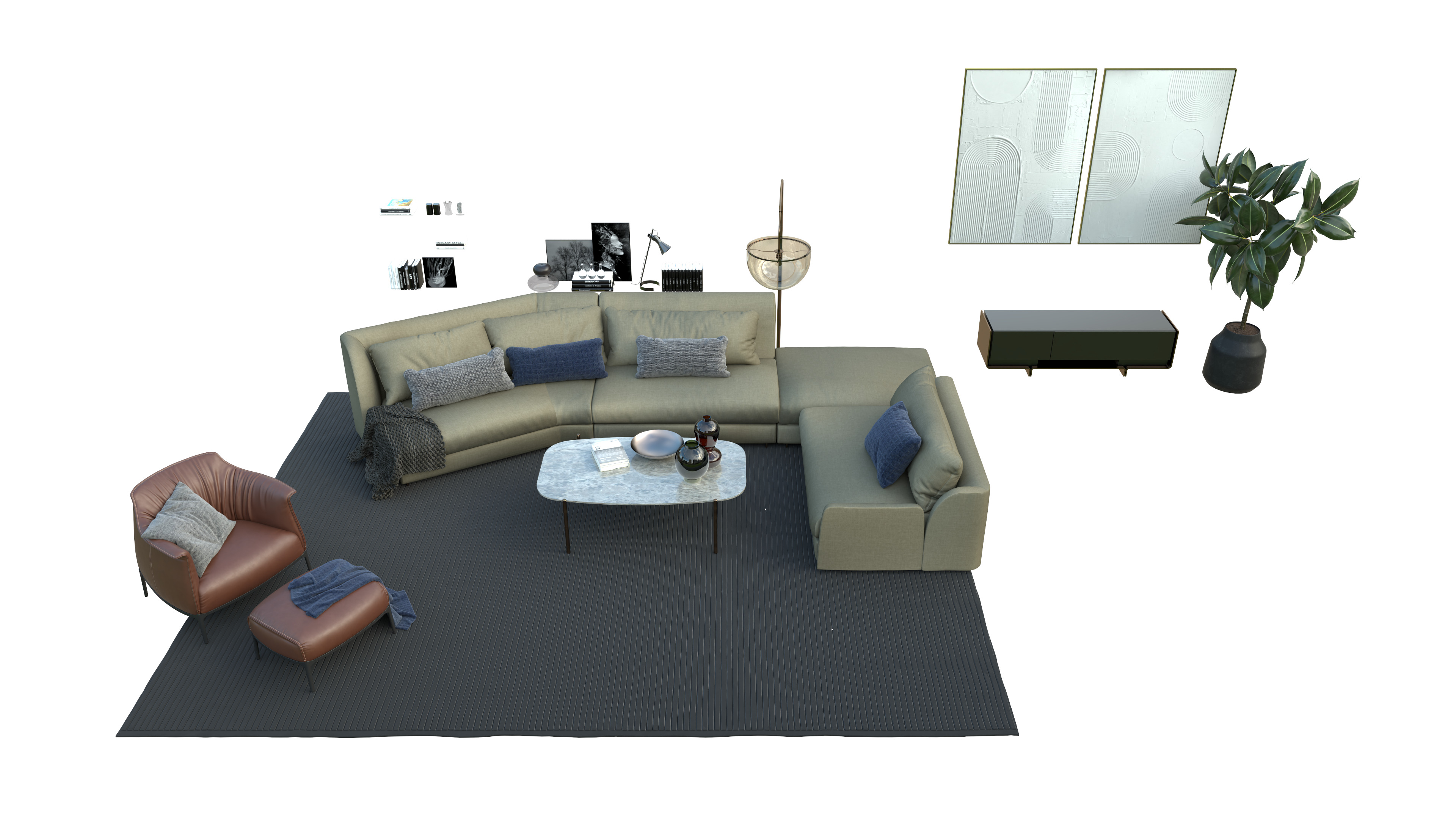 MODERN LIVING SET 3D MODEL 3D model_1