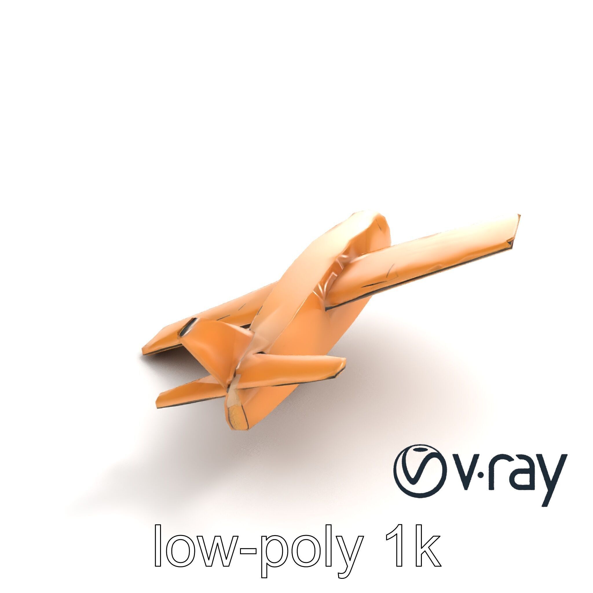 Cardboard Airplane Sculpture model pack Low-poly 3D model_8