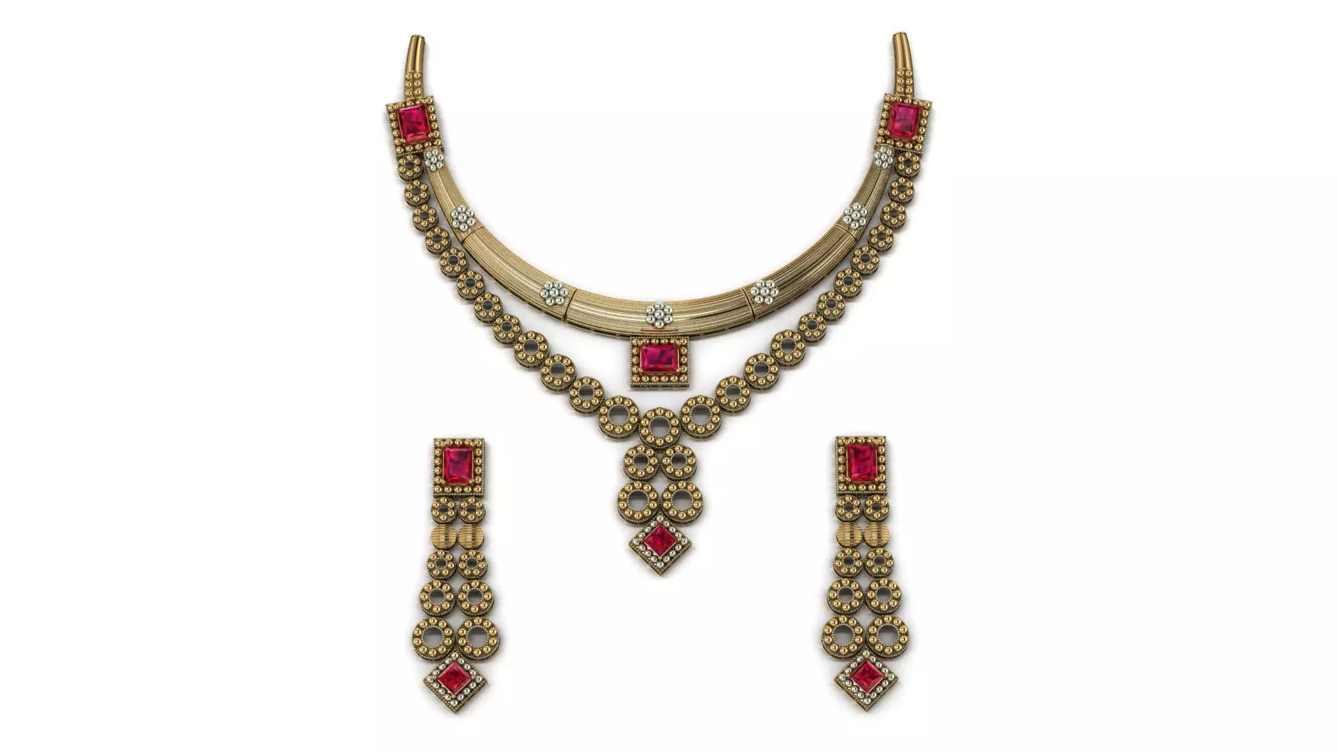 Stone Necklace Set 3D print model_0