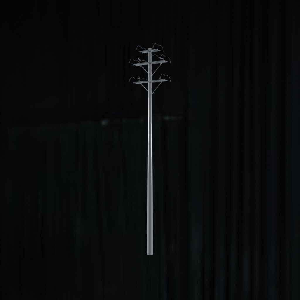 Electronic Concrete Pole Low-poly 3D model_2