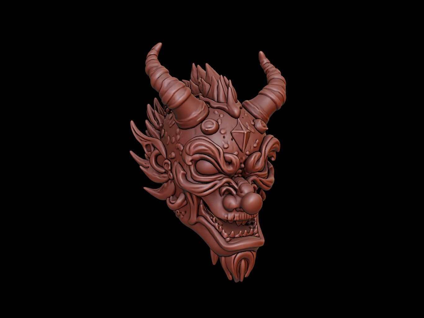 Fire Demon Mask 3d Printing 3D print model_1