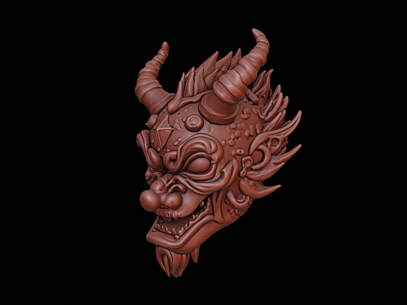 Fire Demon Mask 3d Printing 3D print model_2