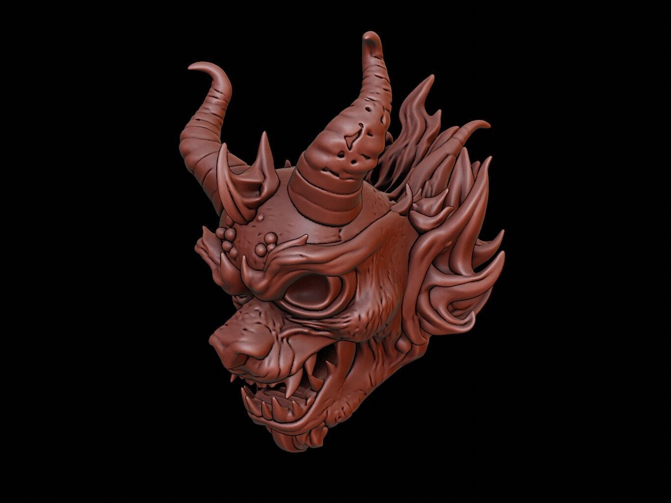 Fire Demon Mask 3d Printing 3D print model_2