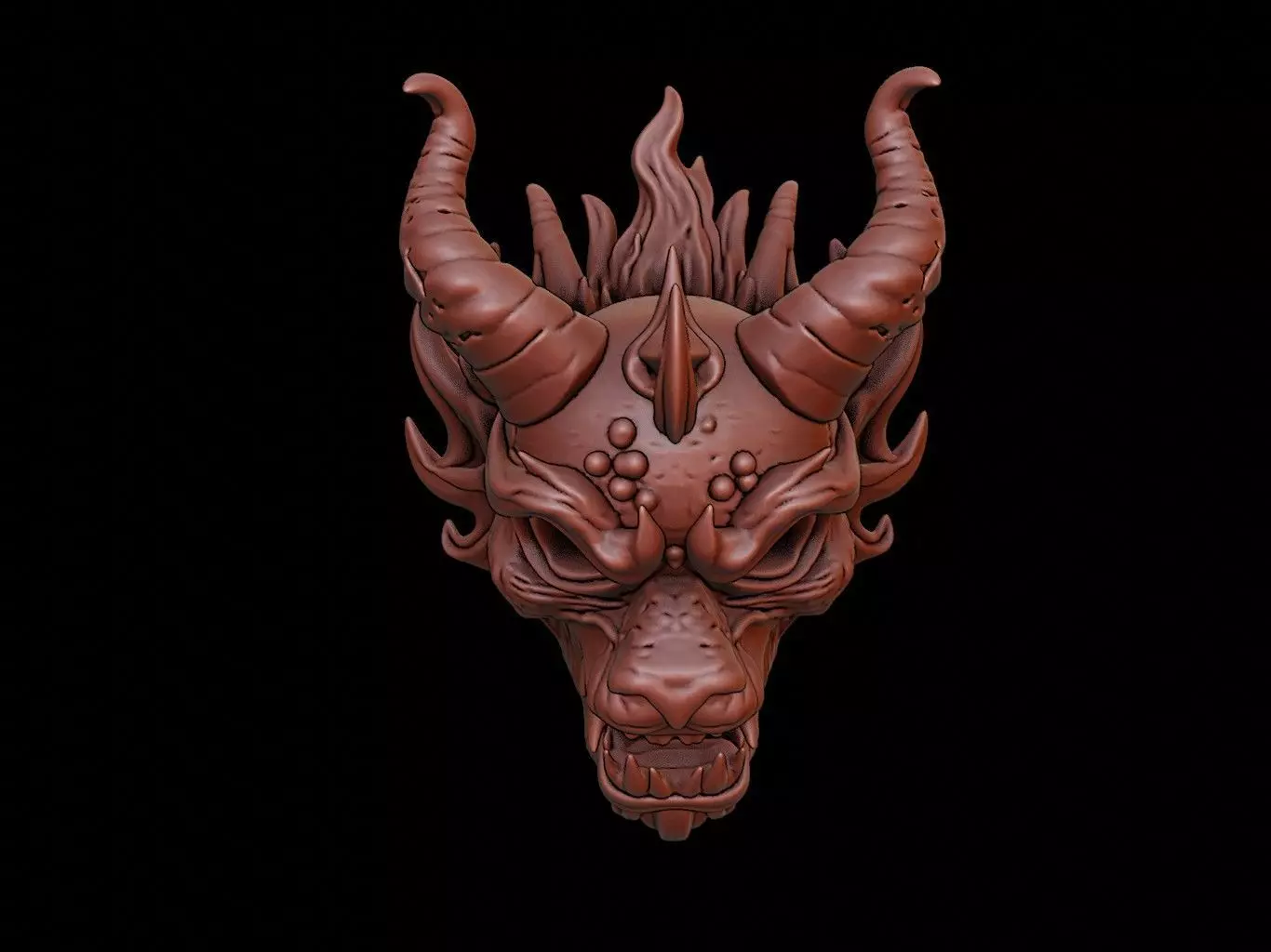 Fire Demon Mask 3d Printing 3D print model_0