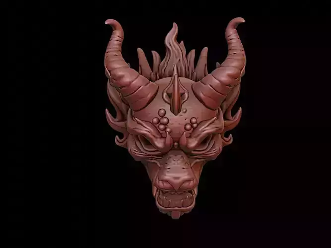 Fire Demon Mask 3d Printing