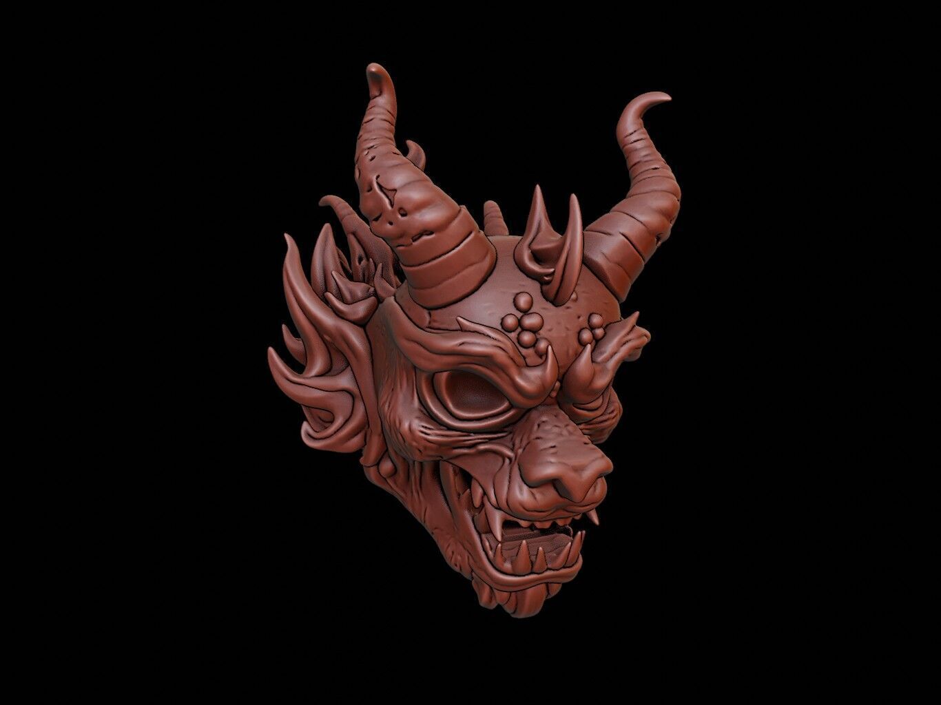 Fire Demon Mask 3d Printing 3D print model_1