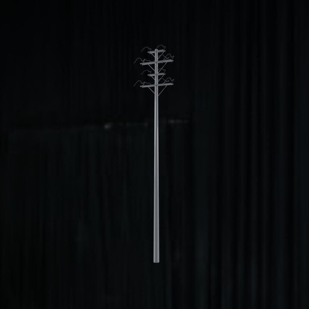 Electronic Concrete Pole Low-poly 3D model_2