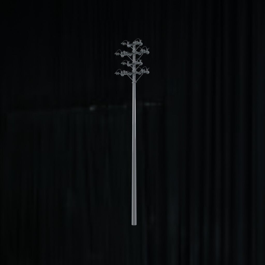 Electronic Concrete Pole Low-poly 3D model_2