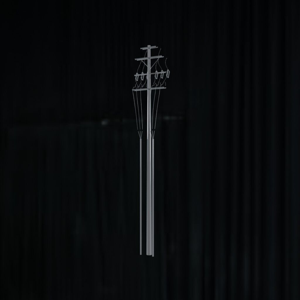 Electronic Concrete Pole Low-poly 3D model_2