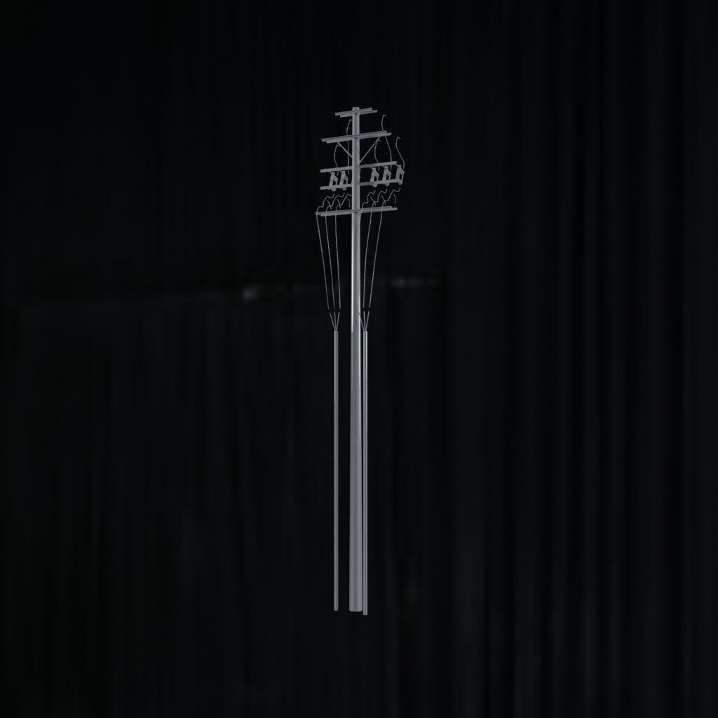 Electronic Concrete Pole Low-poly 3D model_2