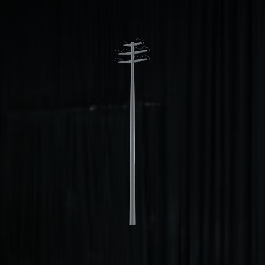 Electronic Concrete Pole Low-poly 3D model_2