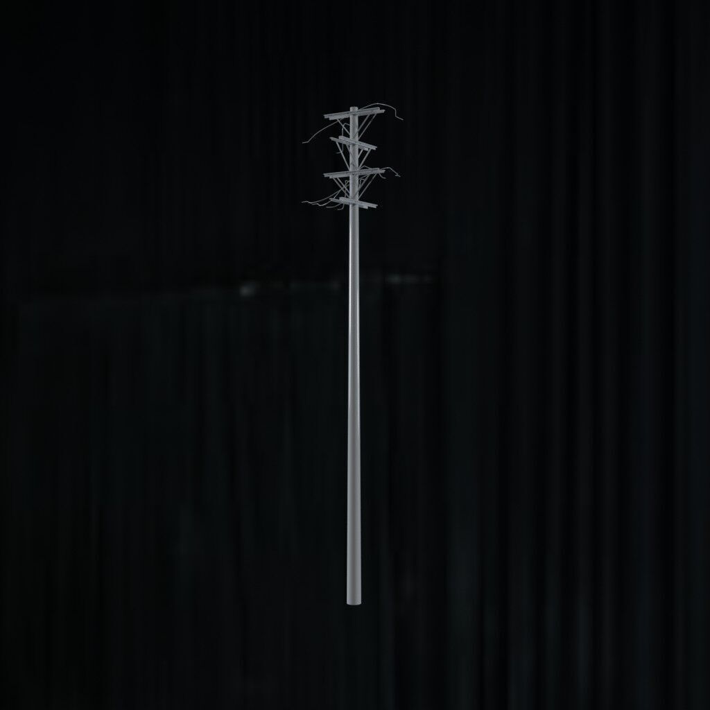 Electronic Concrete Pole Low-poly 3D model_2