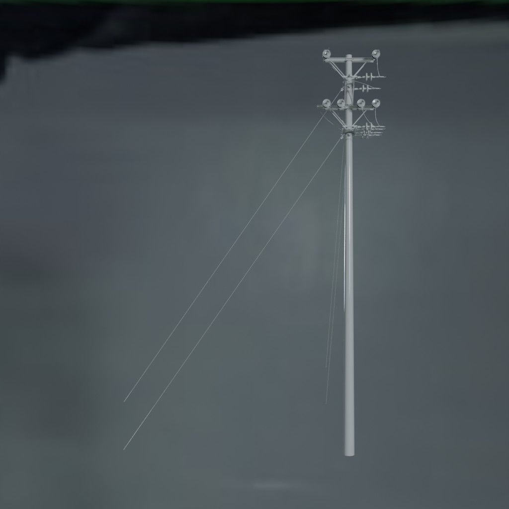 Electronic Concrete Pole Low-poly 3D model_0