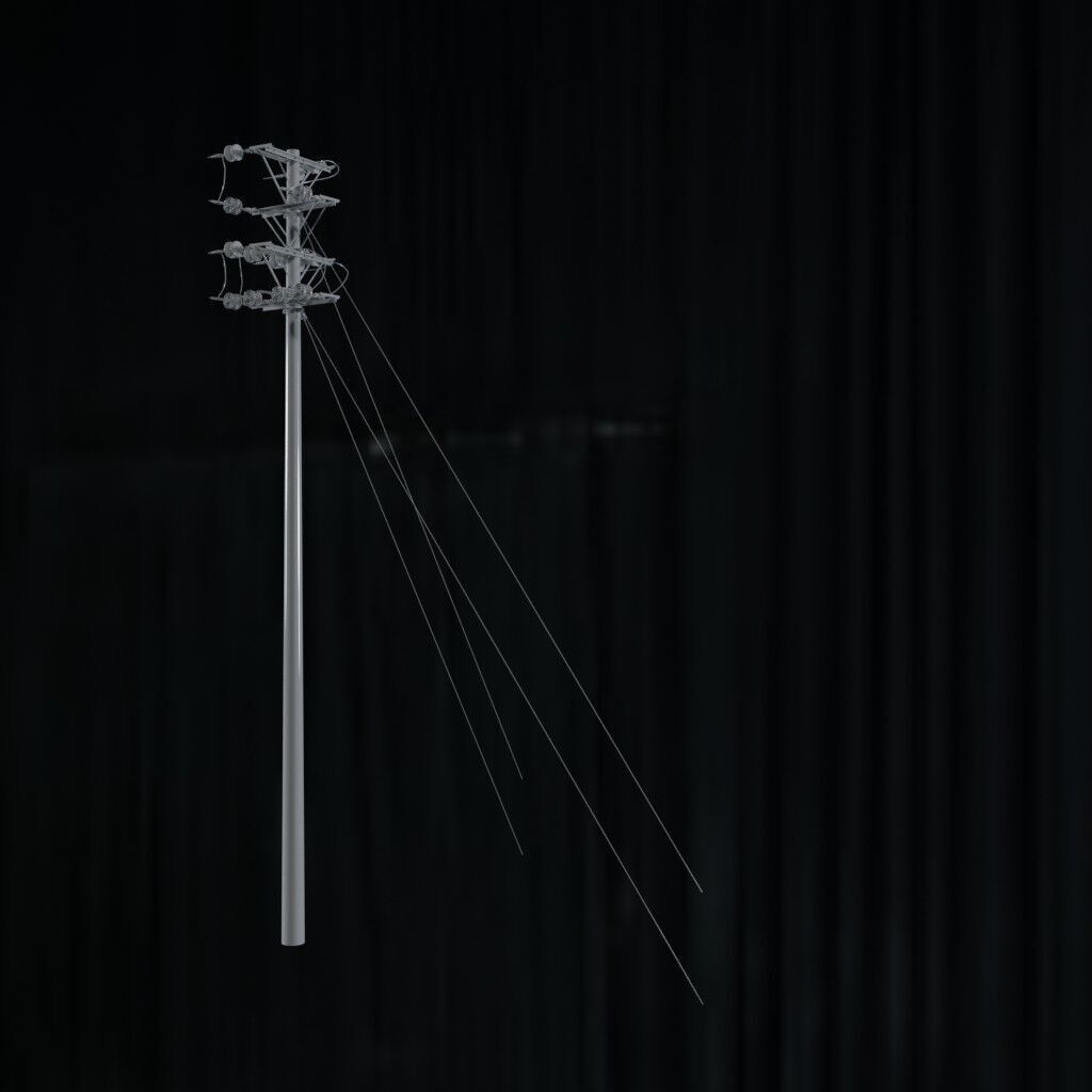 Electronic Concrete Pole Low-poly 3D model_2