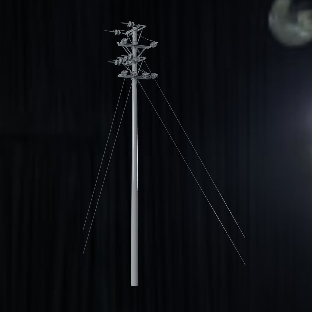 Electronic Concrete Pole Low-poly 3D model_1