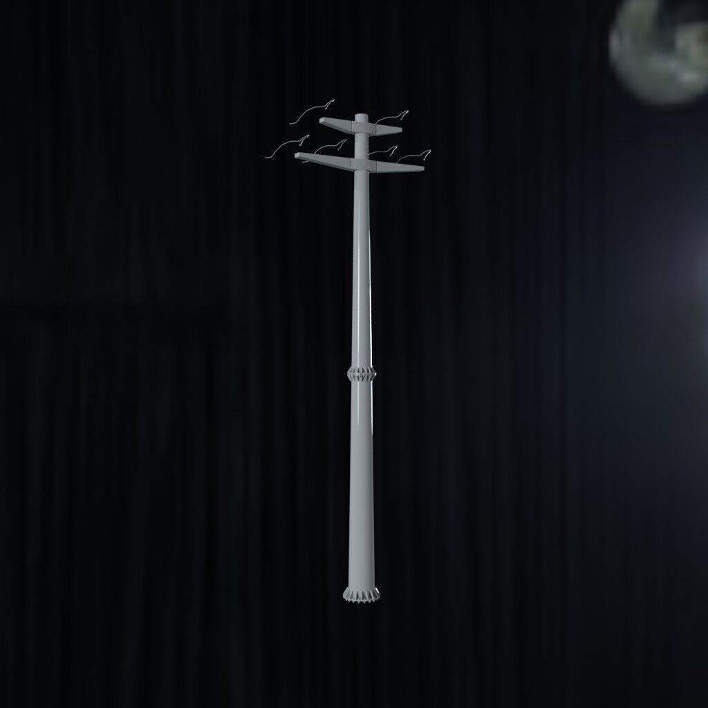 Electronic Concrete Pole Low-poly 3D model_1