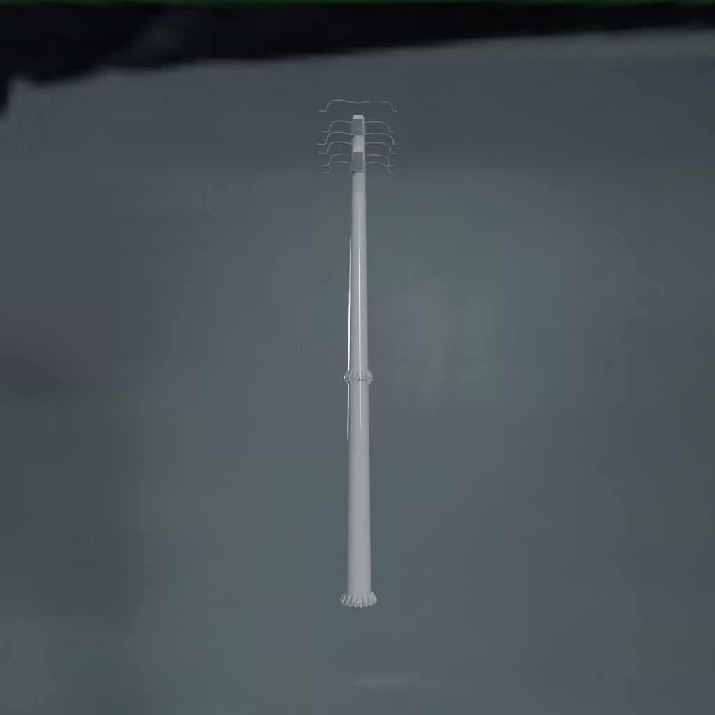 Electronic Concrete Pole Low-poly 3D model_0