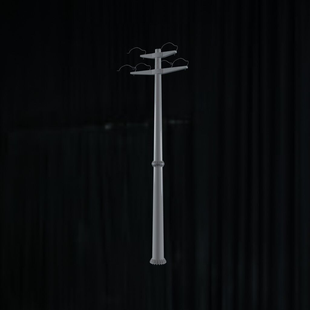 Electronic Concrete Pole Low-poly 3D model_2