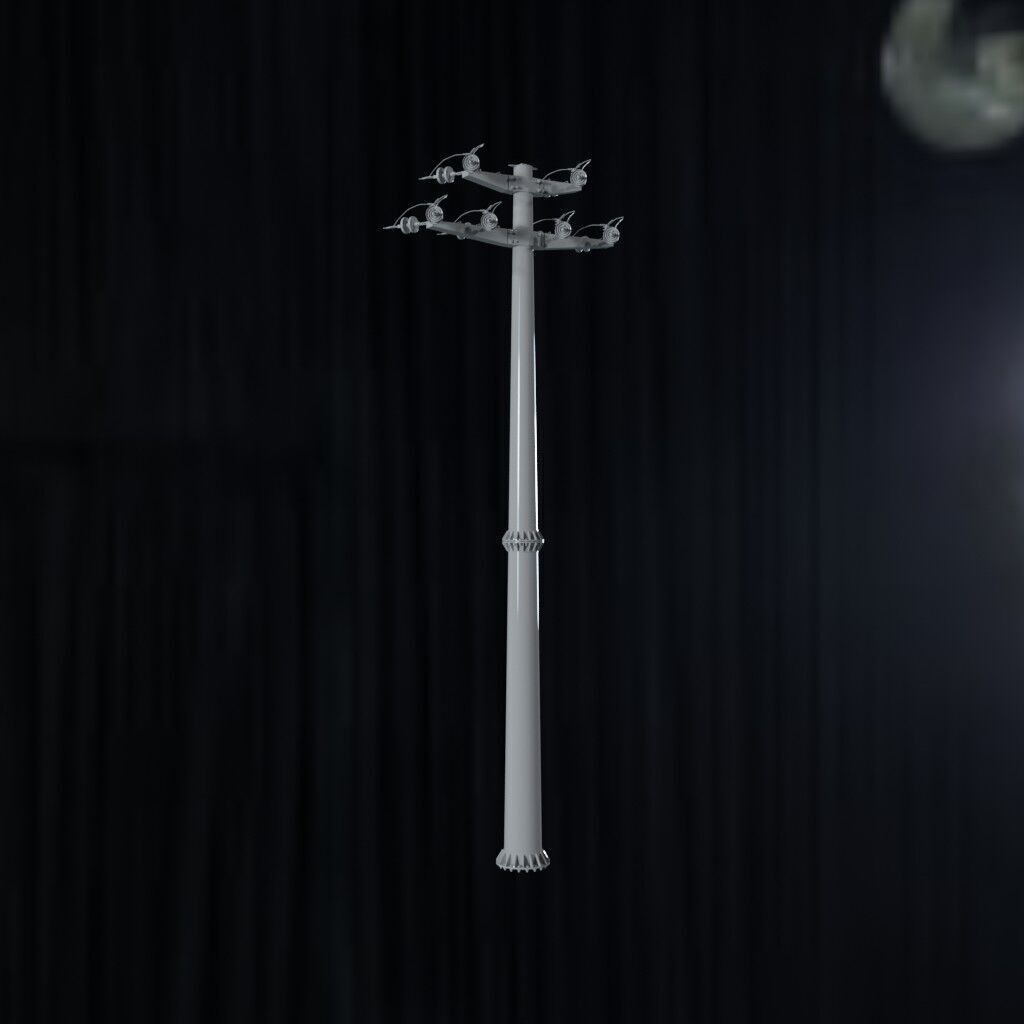 Electronic Concrete Pole Low-poly 3D model_1