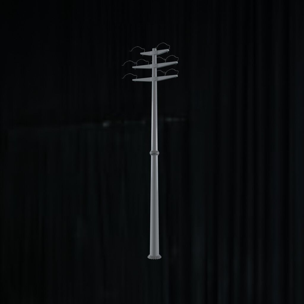 Electronic Concrete Pole Low-poly 3D model_2