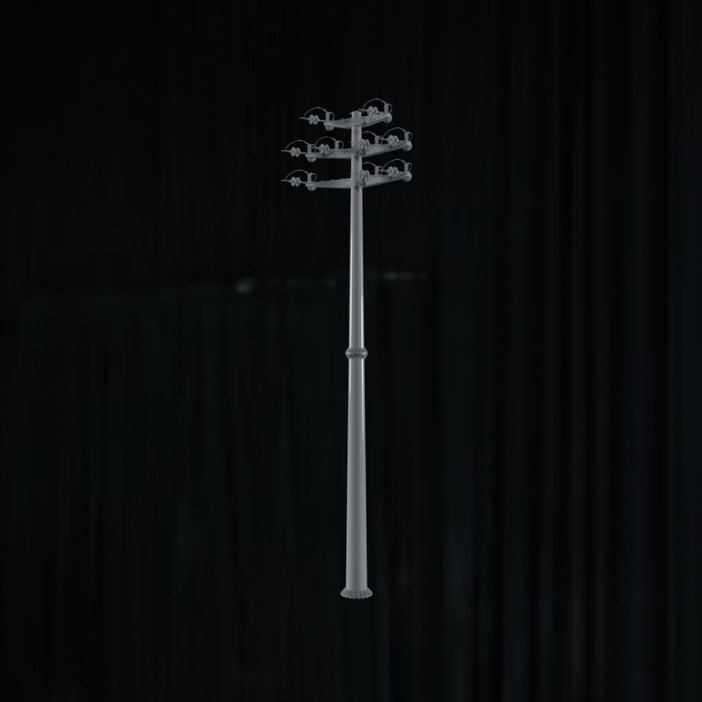 Electronic Concrete Pole Low-poly 3D model_2