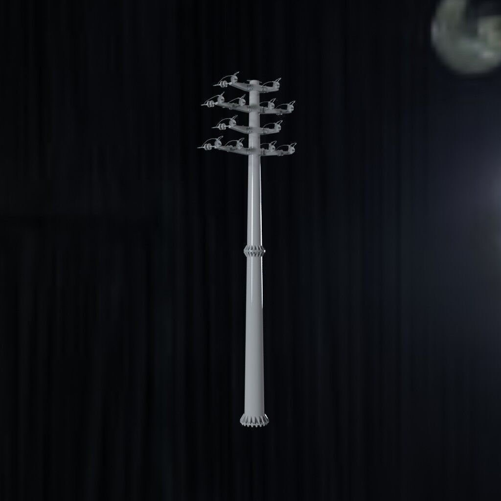 Electronic Concrete Pole Low-poly 3D model_1