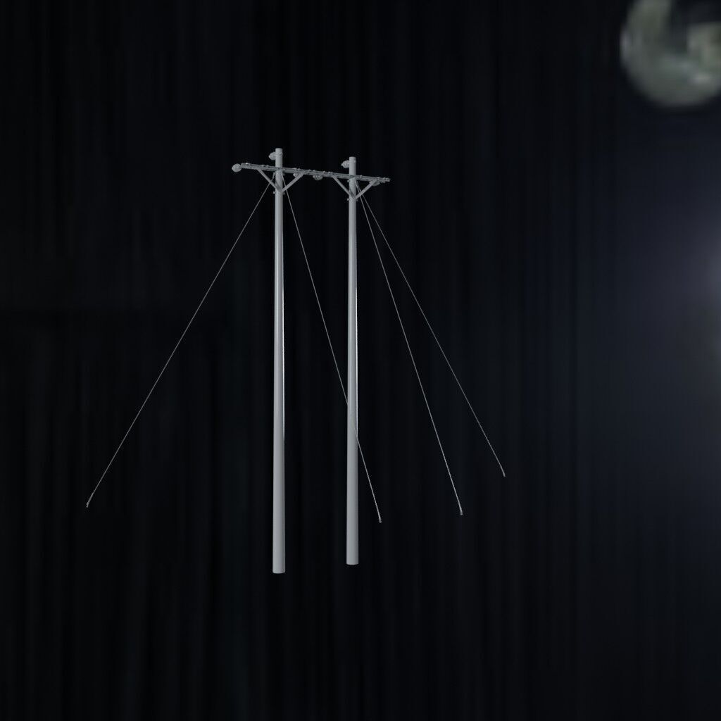 Electronic Concrete Pole Low-poly 3D model_1