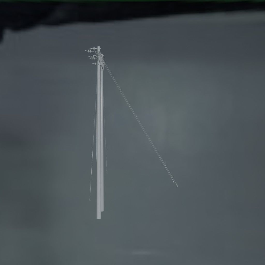 Electronic Concrete Pole Low-poly 3D model_0