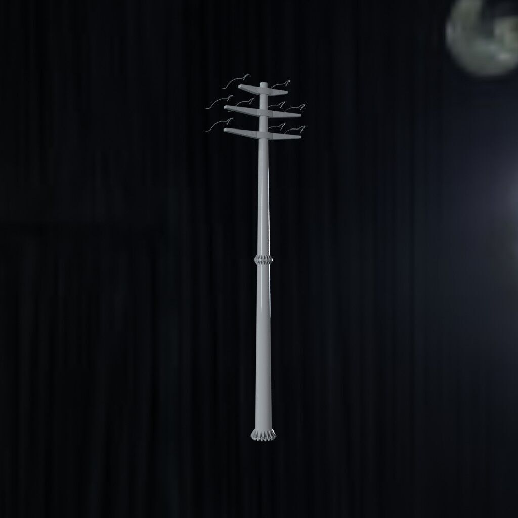 Electronic Concrete Pole Low-poly 3D model_1