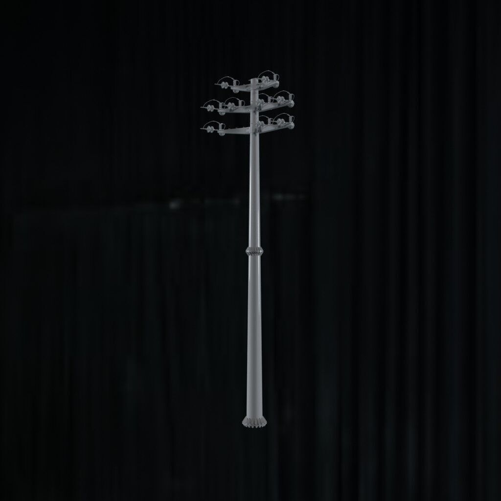 Electronic Concrete Pole Low-poly 3D model_2