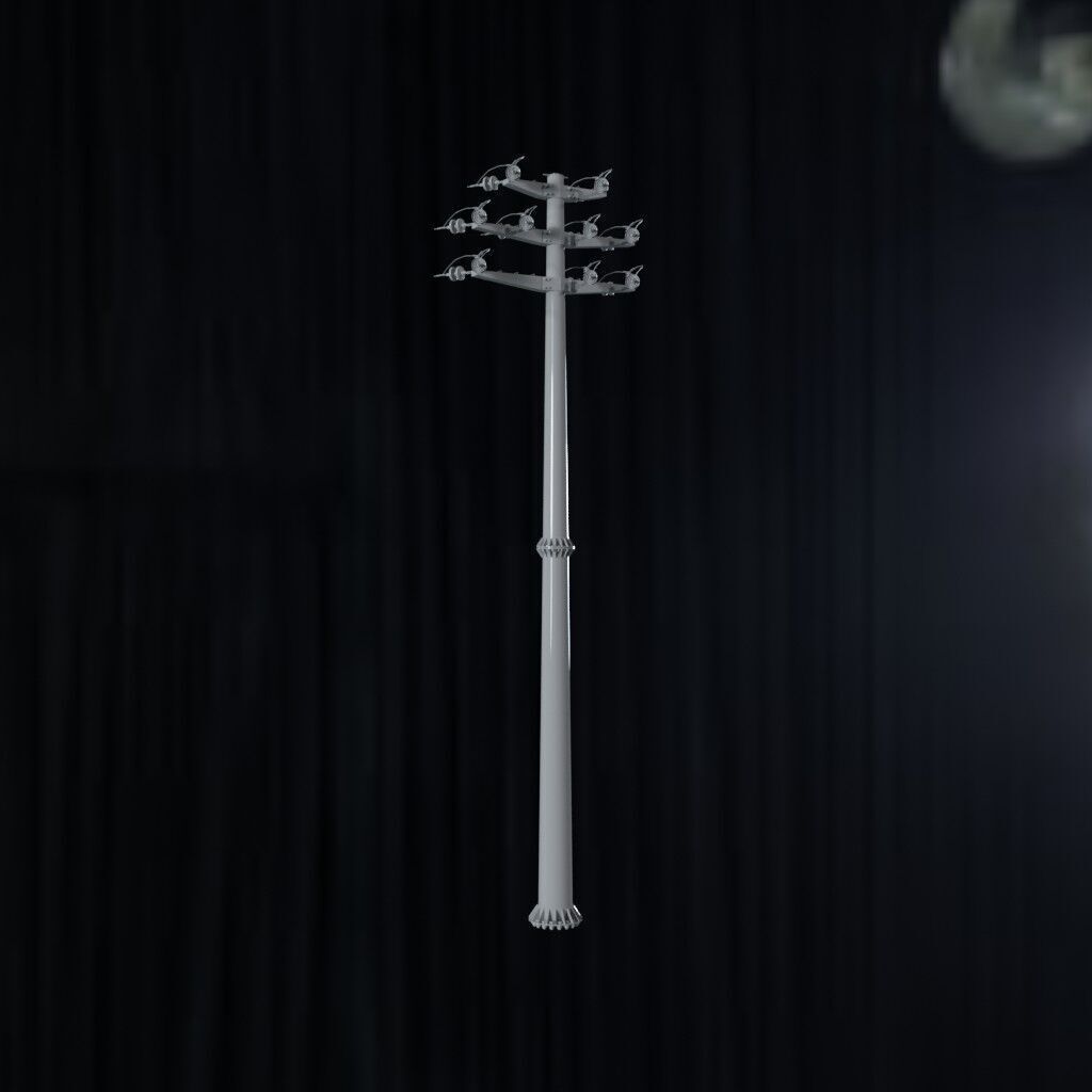 Electronic Concrete Pole Low-poly 3D model_1