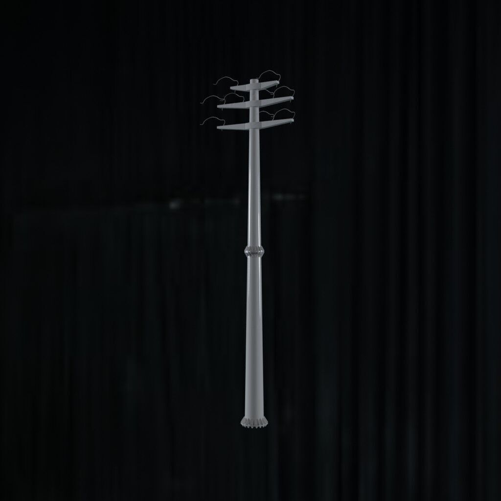 Electronic Concrete Pole Low-poly 3D model_2