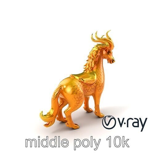 Golden Celestial Kirin Model Pack Low-poly 3D model