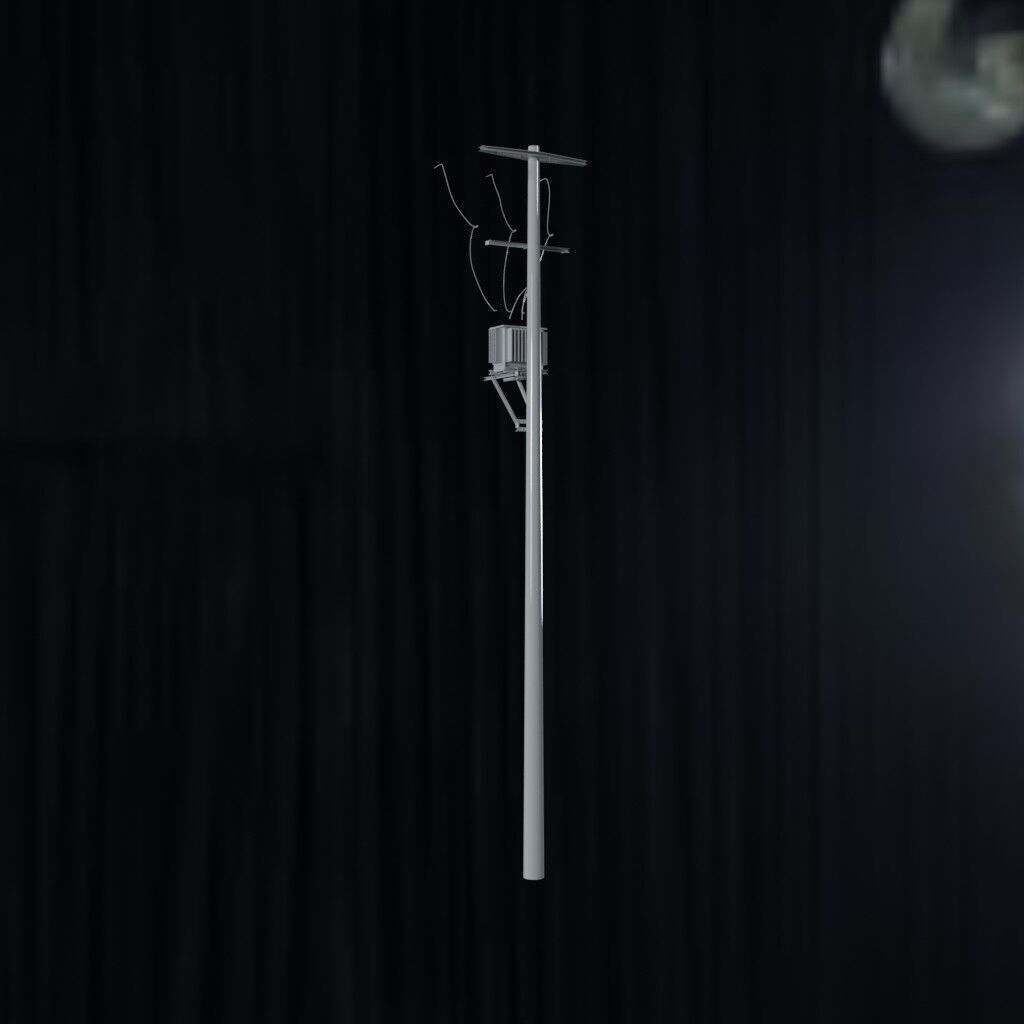 Electronic Concrete Pole Low-poly 3D model_1