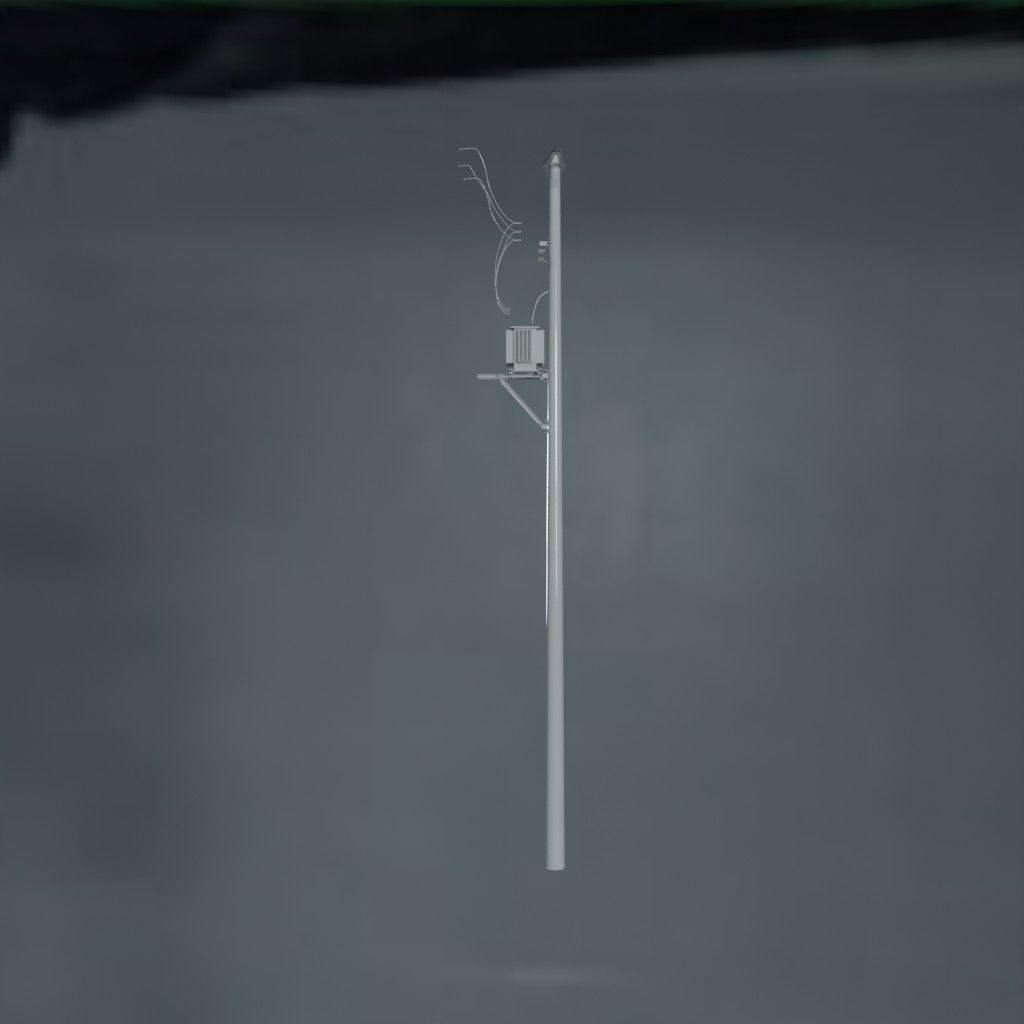 Electronic Concrete Pole Low-poly 3D model_0