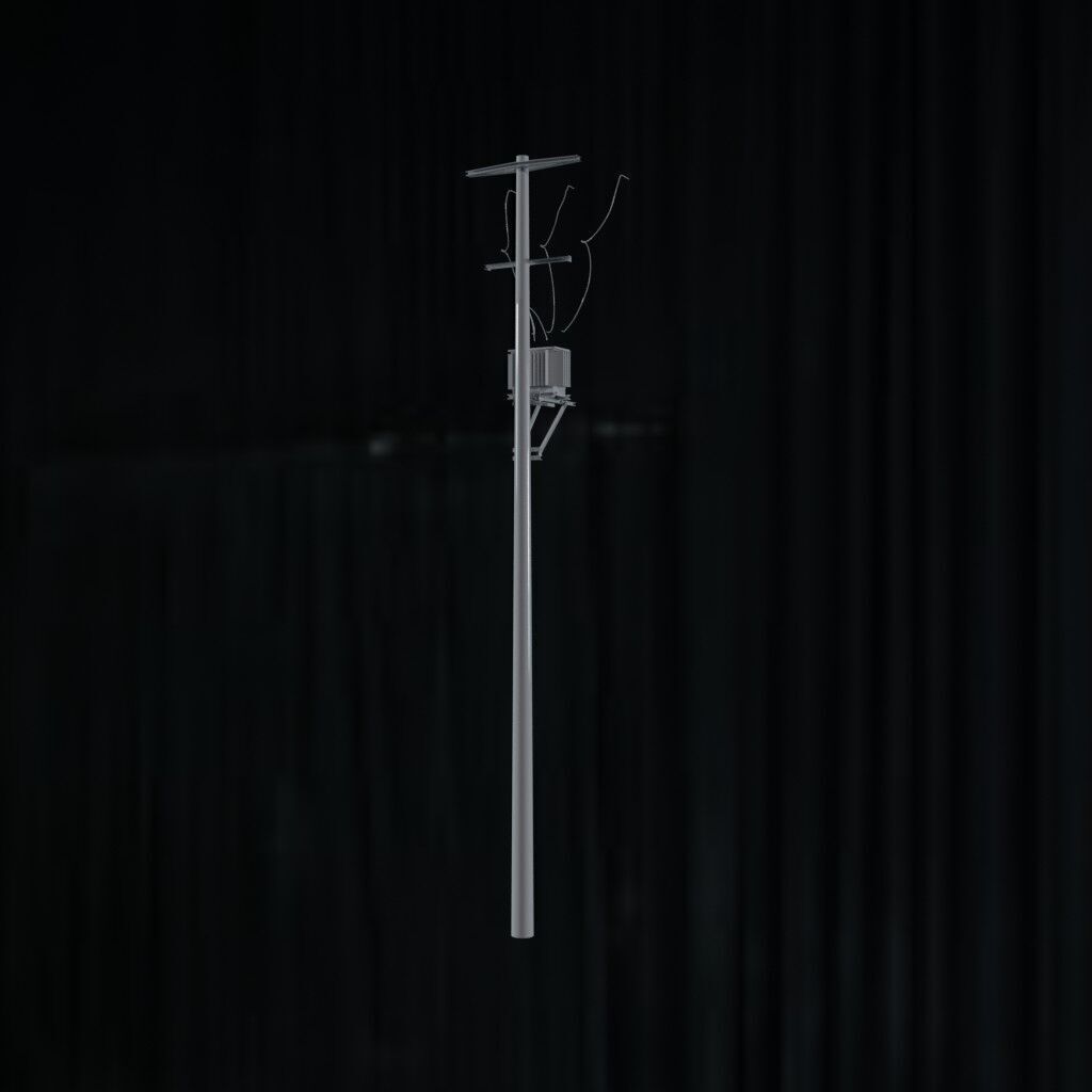 Electronic Concrete Pole Low-poly 3D model_2