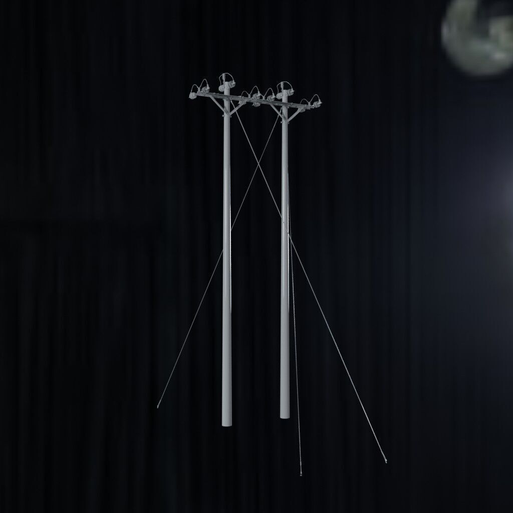 Electronic Concrete Pole Low-poly 3D model_1