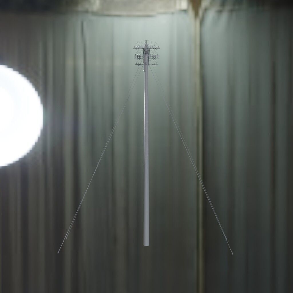 Electronic Concrete Pole Low-poly 3D model_3