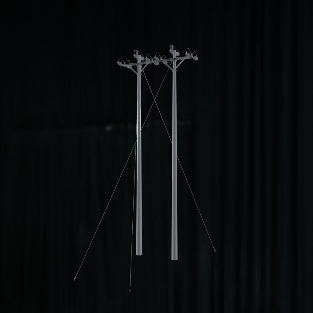 Electronic Concrete Pole Low-poly 3D model_2