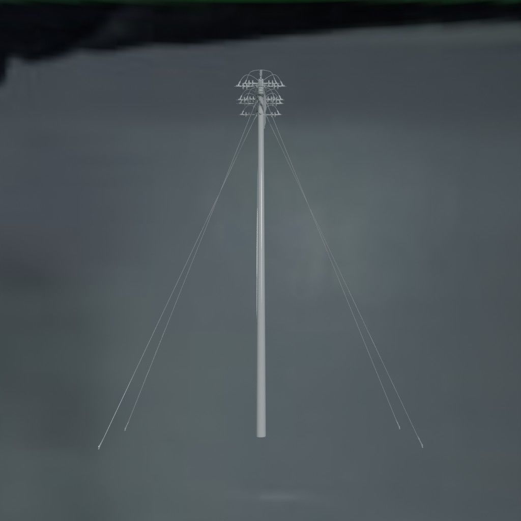 Electronic Concrete Pole Low-poly 3D model_0