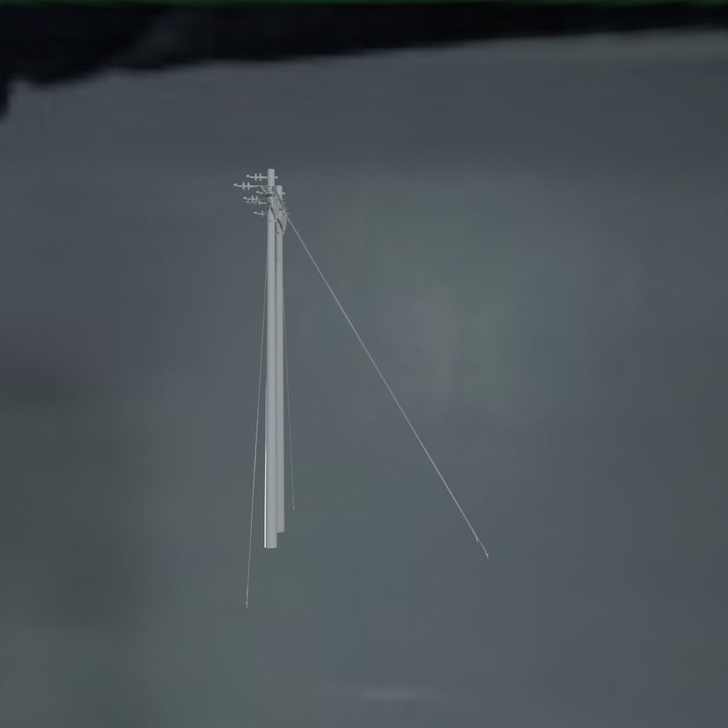 Electronic Concrete Pole Low-poly 3D model_0