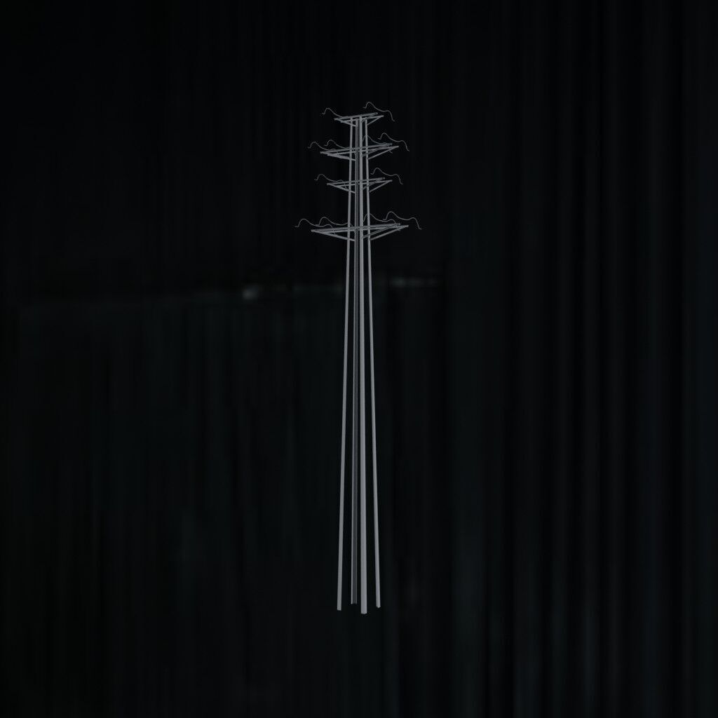 Electronic Concrete Pole Low-poly 3D model_2